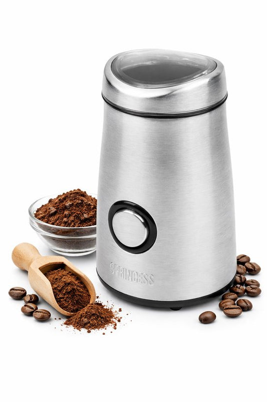 Elektrische Kaffeemühle Princess – Hochwertige elektrische Kaffeemühle Deluxe aus Edelstahl – Für Kaffeebohnen und Gewürze – Kaffeebohnenmühle – 242196