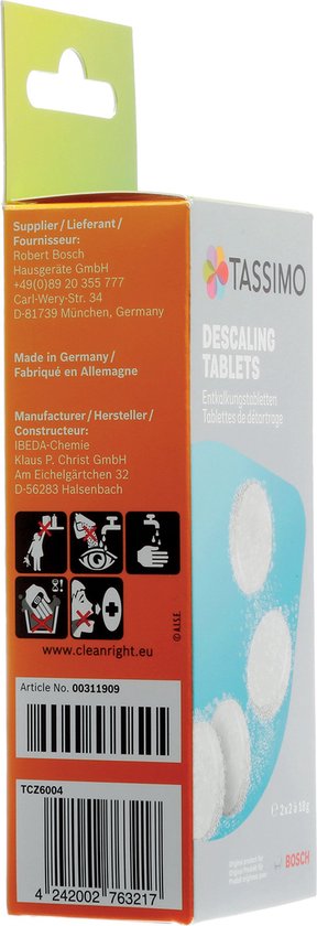 Bosch Tassimo TCZ6004 – Entkalkungstabletten