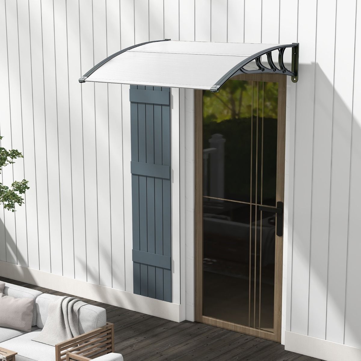 Coast Tür- und Fensterüberdachung – Witterungsbeständiges Polycarbonat – 122 x 99 cm – Grau und Silber