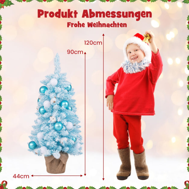 Coast Weihnachtsbaum - PVC - 136 Zweigspitzen - Inkl. 24 Kugeln & 12 Wattebällchen - 44x90 cm - Blau