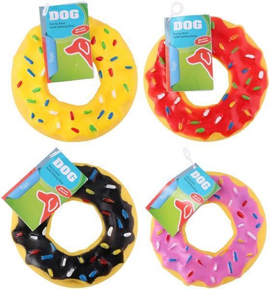 Maxxpro - quietschendes Donut Hundespielzeug - 13x13x3mm - Kunststoff - bunt