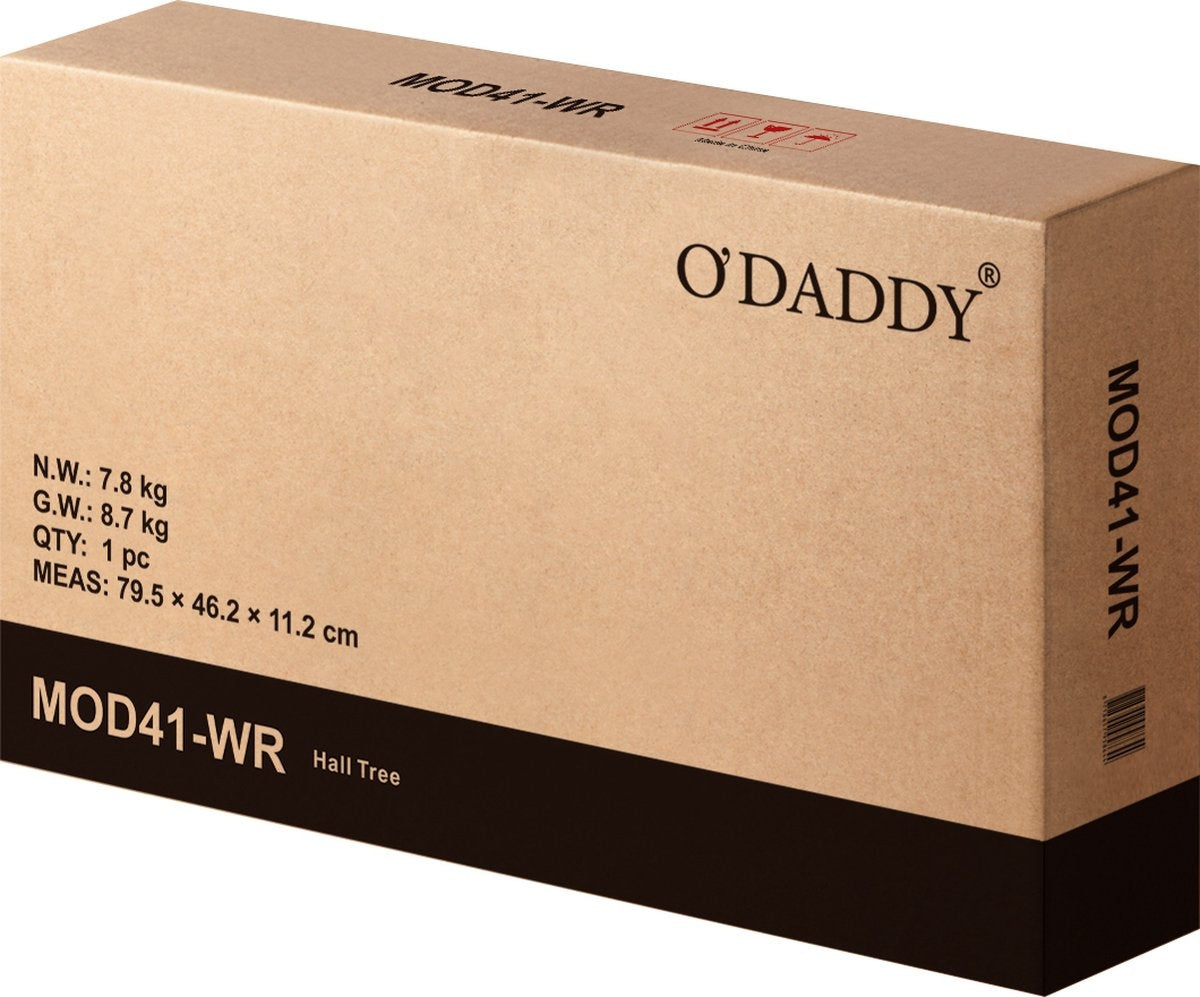 O'DADDYÂ¬Ã† Garderobenständer hochkant - Garderobe mit Schuhablage - 9 Haken 2 Lagen Schuhablage 6 Paar - Garderobe - 70 x 32 x 175 cm - Farbe Mango Holz