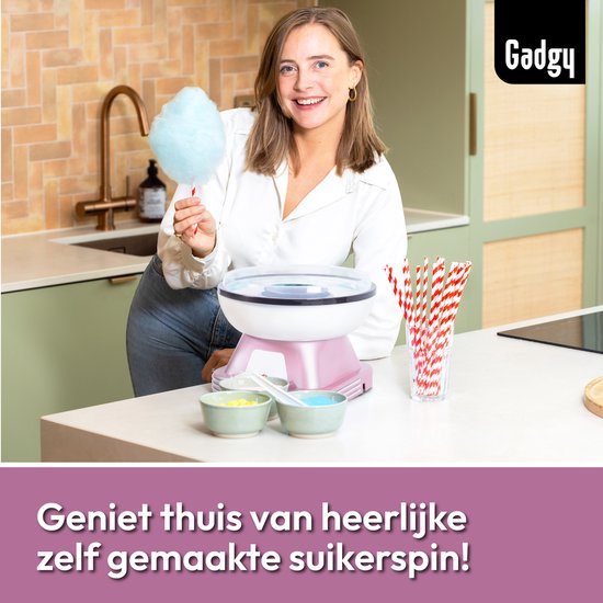 Gadgy Zuckerwattemaschine Retro Rosa, mit 10 Stäbchen und Messlöffel – Zuckerwatte-Maschinen – Süßigkeiten – Kinderparty – Zuckerwatte-Zucker – Cotton Candy