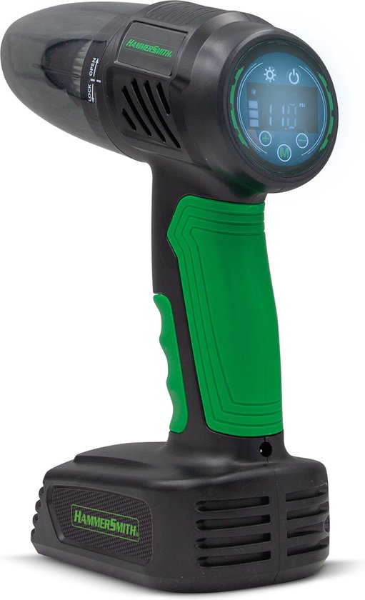 Hammersmith AirStorm – Kabelloser Handstaubsauger & Luftkompressor mit SOS-Leuchte & umfangreichem Zubehörset – Autoreifen aufpumpen – Reifendruck prüfen – Autostaubsauger & Luftpumpe – Mail-Order-Edition