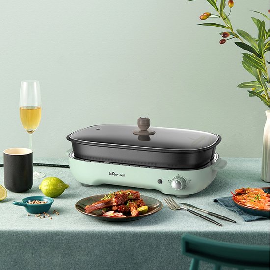 Bear Elektrischer Grill & Hot Pot 2-in-1 – 4 l – 1200–1400 W – frei einstellbare Temperatur (0–230 °C) – abnehmbare Grillplatte und Pfanne