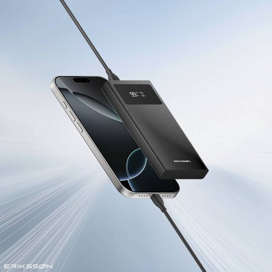 Erikssøn Core Pro Charge Powerbank – 10.000 mAh – 22,5 W Schnelllader – USB-A/USB-C – LED-Anzeige – Universelle Powerbank, u. a. für iOS/Android geeignet