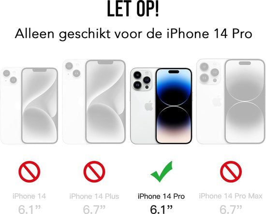 Podec Fall geeignet für iPhone 14 pro - Telefon Fall und Bildschirmschutz - Schutzglas - Schwarz