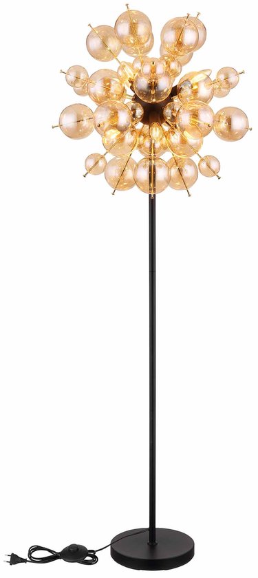Stehleuchte TOKKI Glas 154.0cm Matt schwarz | geräuchert E14 3-Licht