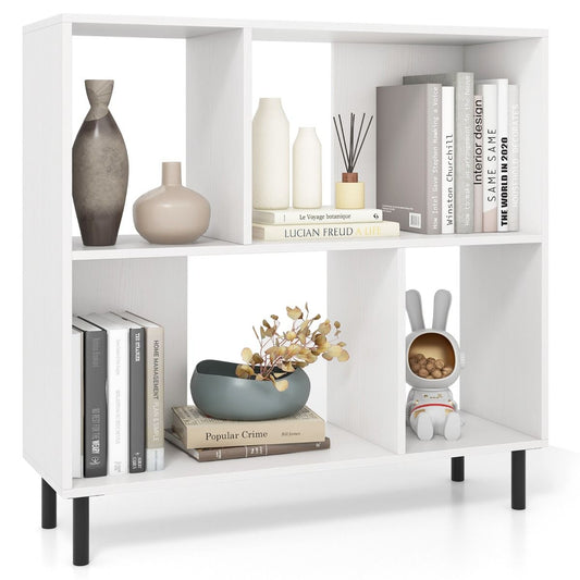 Coast 4-Cube Bücherregal 90 x 30 x 90 cm Weiß - 2-stufiges Regal mit Metallbeinen für Büro und Zuhause
