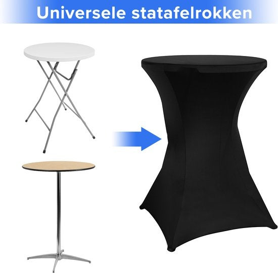 Saaf - Stehtisch Hussen - Set - 4 Stück - Ø 80-85 x 110cm - waschbar & elastisch - Schwarz