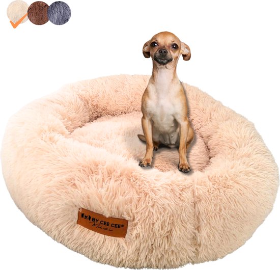 By Cee Cee Hundekorb - Donut Hundekorb - Katzenkorb - Premium Hundekissen - vollständig abnehmbar - Beige 40cm - S