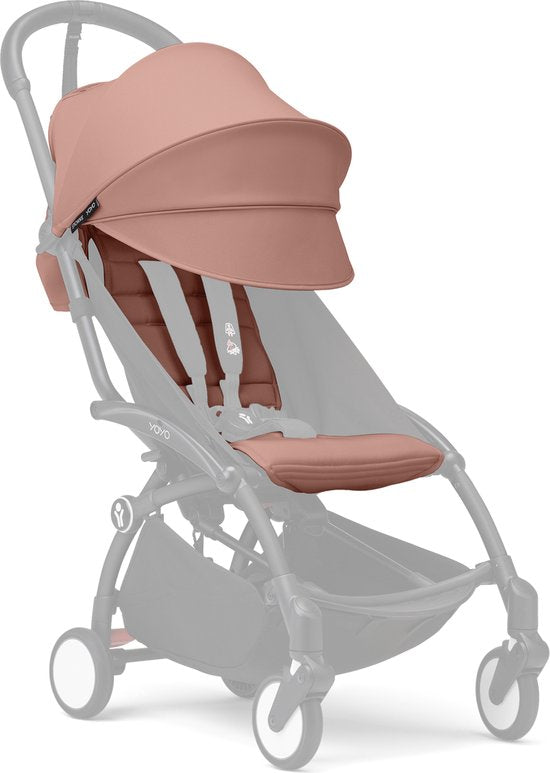 Stokke YOYO 6+ Farbpaket, Ginger – Textilien: Sitzkissen, ausziehbares Verdeck und Rückentasche mit Reißverschluss – Für den YOYO-Rahmen (separat erhältlich)