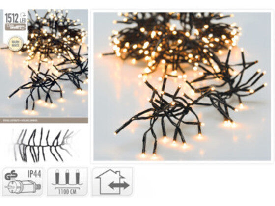 Nampook LED Weihnachtsbeleuchtung Mikrocluster – 1512 LEDs – Innen & Außen – 11 m – Warmweiß