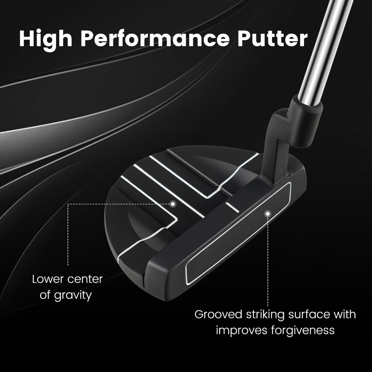 Coast Golfputter – Mallet-Kopf – rutschfester Griff – 89 cm – schwarz