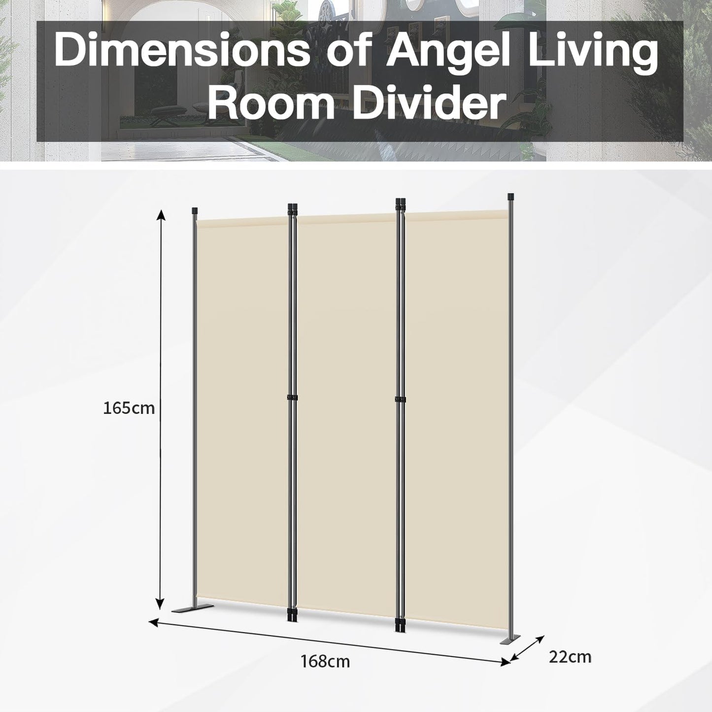 Angel Living Faltwand - 3 Paneele - 168 x 165 cm - Beige