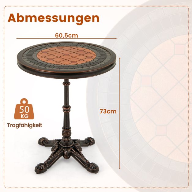 Coast Runder Bistrotisch - Aluminiumguss Gartentisch Ø60,5 x 73 cm - Bronze