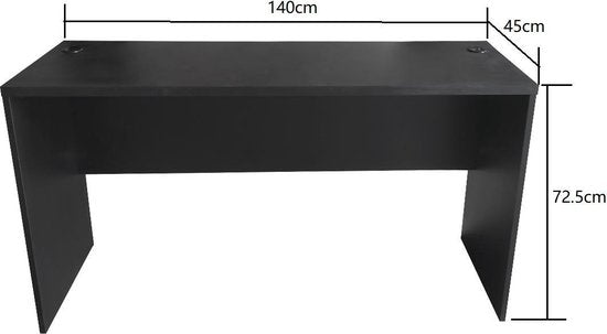 Schreibtisch - Computermöbel - 140 cm breit und 50 cm tief - Schwarz