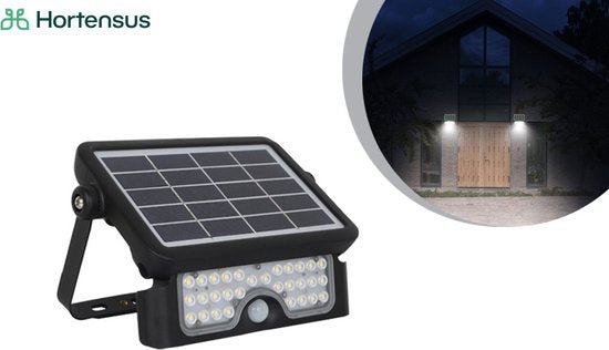 Hortensus Black Solar-Flutlicht mit Bewegungssensor - 5W - 3x16x22cm