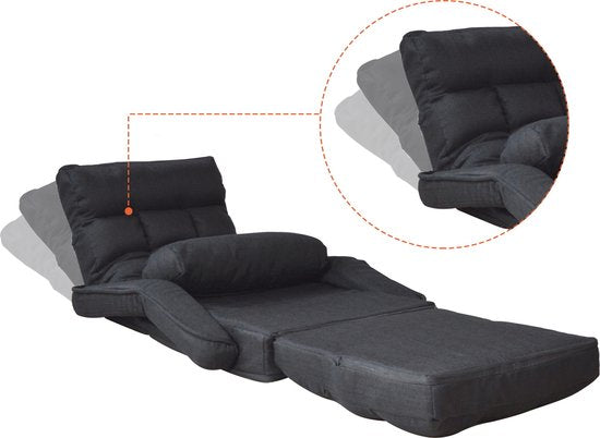 VDD Gaming Sessel - Ausklappbar zu einer Liege - 71x51x50cm - Schwarz