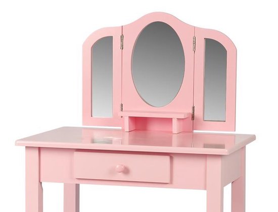 Schminktisch Make-up Mädchen Schminktisch Kinderzimmer mit Spiegeln und Hocker rosa