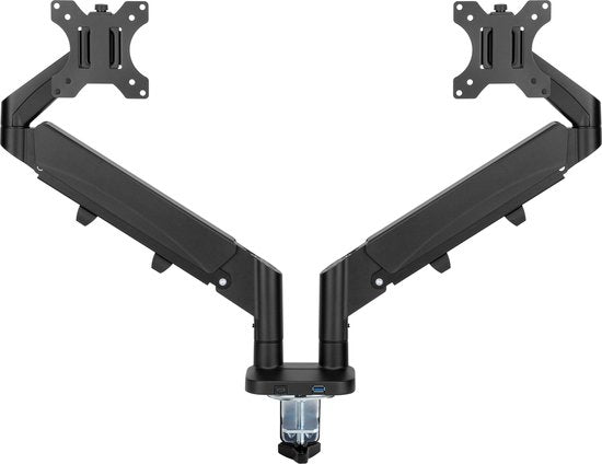 Monitorhalterung 2 bildschirme gasfeder - monitorarm - usb 3.0 und typ c - voll einstellbar