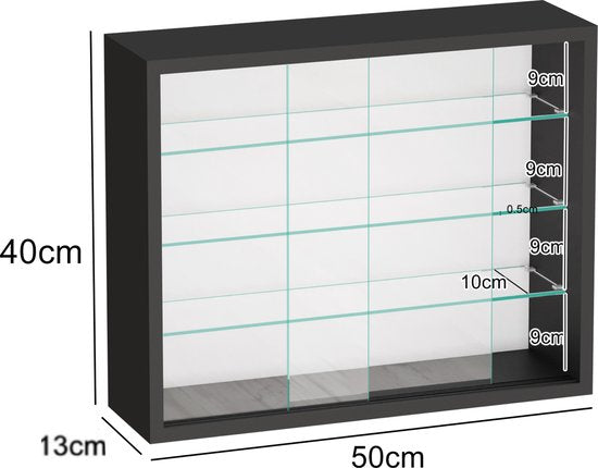 VVD Vitrine stehend hängend Wandvitrine - Schiebetüren - 50 x 40 x 13 cm
