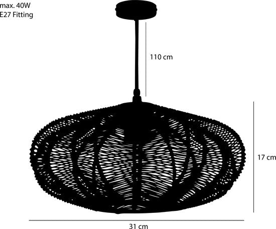 Mica Decorations Kanti Pendelleuchte - H17 x Ø31 cm - Metall - Schwarz
