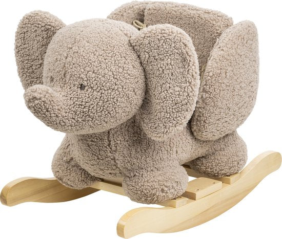Nattou Teddy Elefant Schaukelpferd - Schaukeltier mit weichem Sitz 59 x 45 cm - Taupe