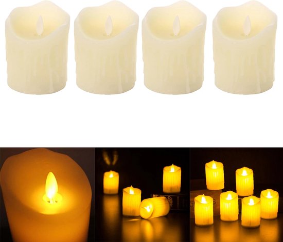 LED-Kerzen 5 x 7 cm - 4er-Set - mit Timer - Weiß