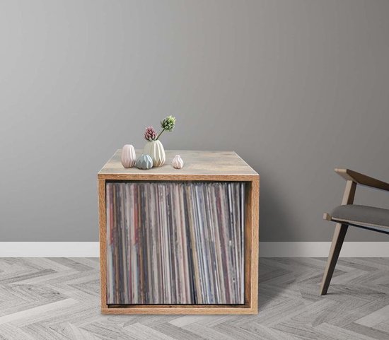 LP-Schallplattenschrank Würfel - Schallplatten LP-Schallplattenschrank Regal - Nussbaum braun