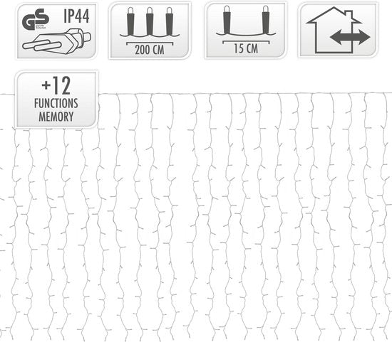 Vorhangleuchte - 240LED - 225x150cm - kaltweiß