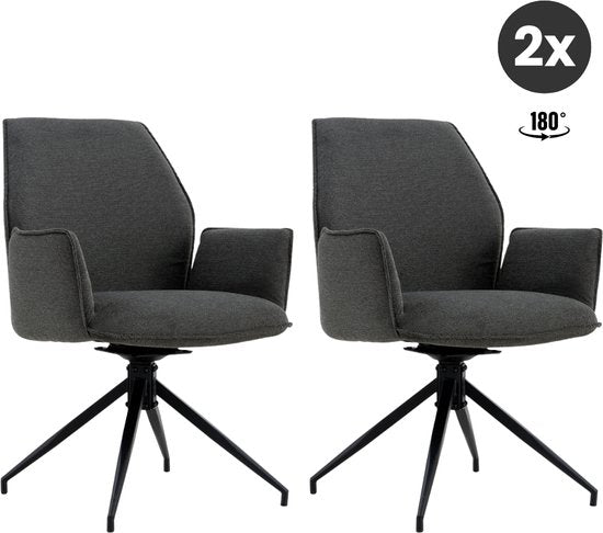 2x Collectables Jill Esstischstuhl - Leinen Anthrazit (2er Set)
