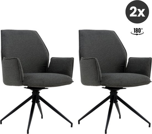 2x Collectables Jill Esstischstuhl - Leinen Anthrazit (2er Set)