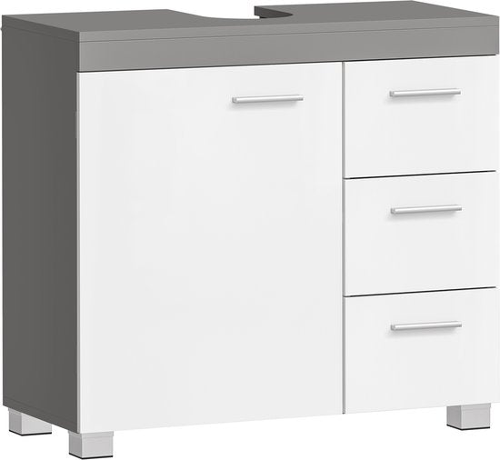 EUGAD Waschtischunterschrank - Badezimmerschrank mit 3 Schubladen und 2 Fächern - verstellbarer Einlegeboden - weißgrau - 60 x 60 x 30 cm