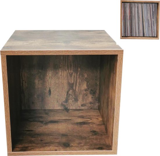 LP-Schallplattenschrank Würfel - Schallplatten LP-Schallplattenschrank Regal - Nussbaum braun