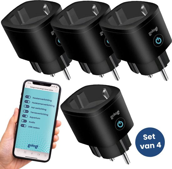 Gologi Smart Plug - 4 Stück - Mit Energiemonitor - Schwarz