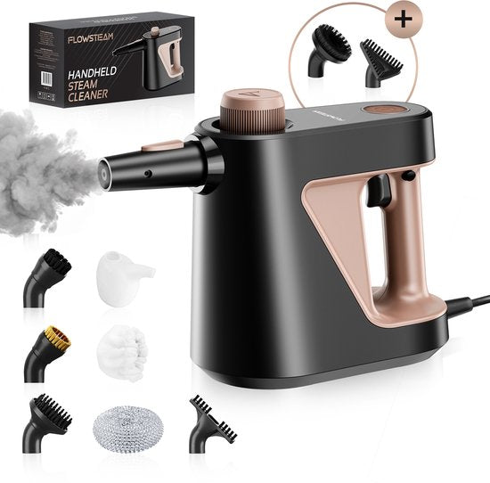 FLOWSTEAM® 9-in-1 Handdampfreiniger - Leistungsstarker Dampfreiniger und Fleckenentferner - 4 Bar und 110°C Dampf - Für Bad, Küche, Sofa und Möbel**