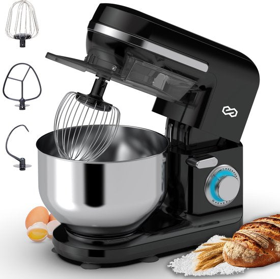 Infinity Goods Küchenmaschine - Küchenmixer - 5L Edelstahl-Rührschüssel - Küchenroboter - Küchenmaschine - Inkl. Zubehör - 1000W - Schwarz