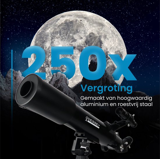 Odessey - Teleskop - Black Hole Edition - 250x Zoom - für Kinder und Erwachsene - Schwarz