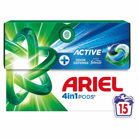 Ariel 4in1 Waschmittel Pods Aktive Geruchskontrolle - 15 Stück - Touch of Febreze
