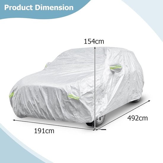 Coast Car Cover Silber - Wetterfeste 3-lagige Autoabdeckung mit Reißverschluss - 431 x 160 x 115 cm
