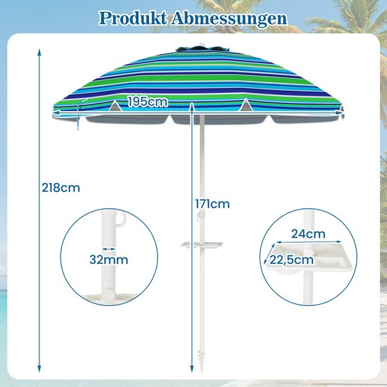 coast Beach Sonnenschirm - Neigbar & UPF 50+ - Ø250 x 250 cm - Grün