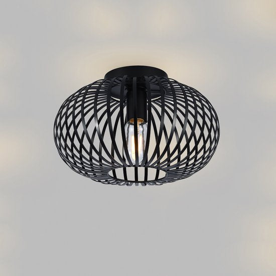 SensaHome 78174BK Deckenleuchte schwarz – Deckenleuchte im Industrial-Stil aus Metall – Retro-Design mit Drahtkorb – 30 x 30 x 17 cm – 1x E27 40 W – Leuchtmittel nicht im Lieferumfang enthalten**