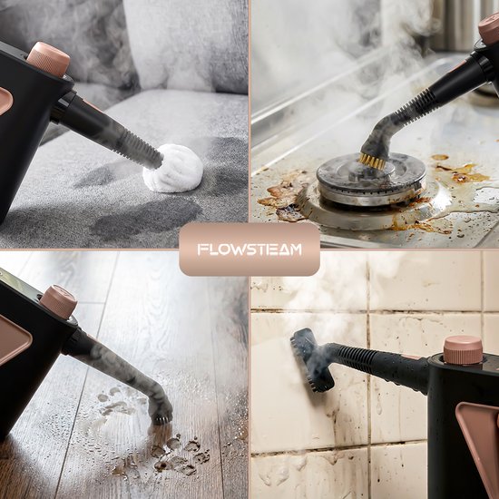 FLOWSTEAM® 9-in-1 Handdampfreiniger - Leistungsstarker Dampfreiniger und Fleckenentferner - 4 Bar und 110°C Dampf - Für Bad, Küche, Sofa und Möbel**
