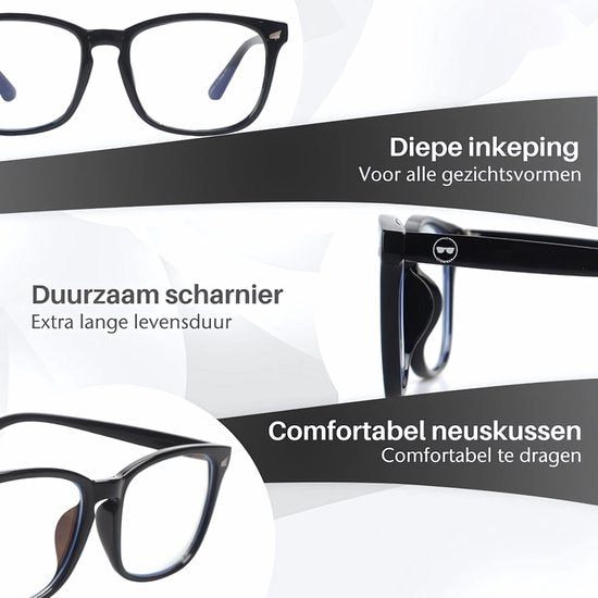 LC Eyewear Computerbrille - Blaulichtbrille ohne Stärke - Blaulichtbrille - Displaybrille - Design - Unisex - Schwarz