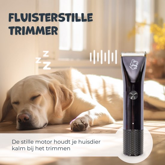 Dutchwide Groommate Kabellose Tierschermaschine - Inkl. 4 Aufsätze - schwarz