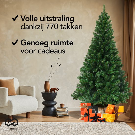 Nordlandia Künstlicher Weihnachtsbaum - 210 cm - Realistischer Weihnachtsbaum aus Kunststoff - Metallständer - Ohne Lichter - Grün