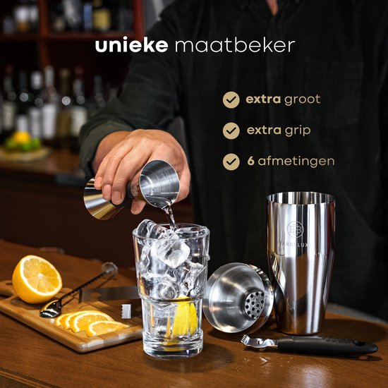 BarDeluxe® Cocktail Set - 12-teilig - Cocktail Shaker Set (750ml) - Luxuriöses Geschenkpaket - inklusive holländischem Rezeptbuch