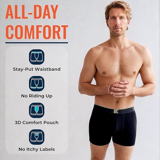 Bamboo Elements Boxershorts – 3er-Pack – Schwarz – Größe L