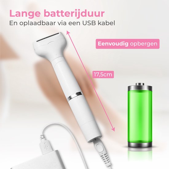 Nuvance - Ladyshave - Ladyshaves für Frauen - 4 Aufsätze - mit Augenbrauentrimmer - Bikini-Trimmer - Rasierer Frau - Lady Shave - Weiß